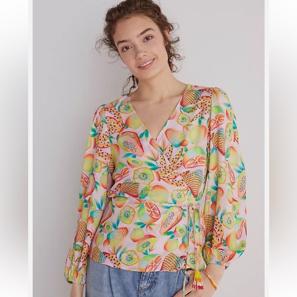 Anthropologie Farm Rio Rainforest Wrap Blouse Size Medium